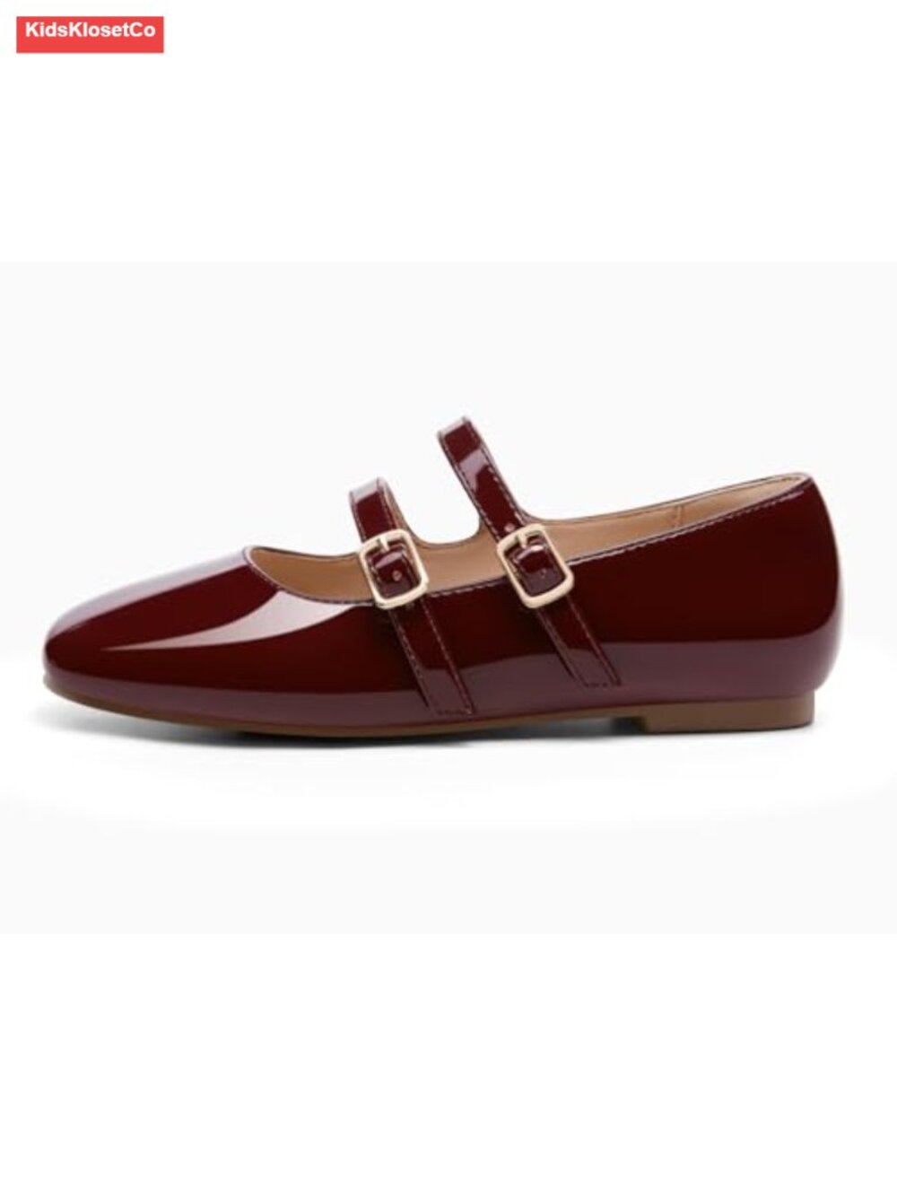 Girls Mary Jane Dress Shoes Double Strap Square Toe Flats - Picture 3 of 6